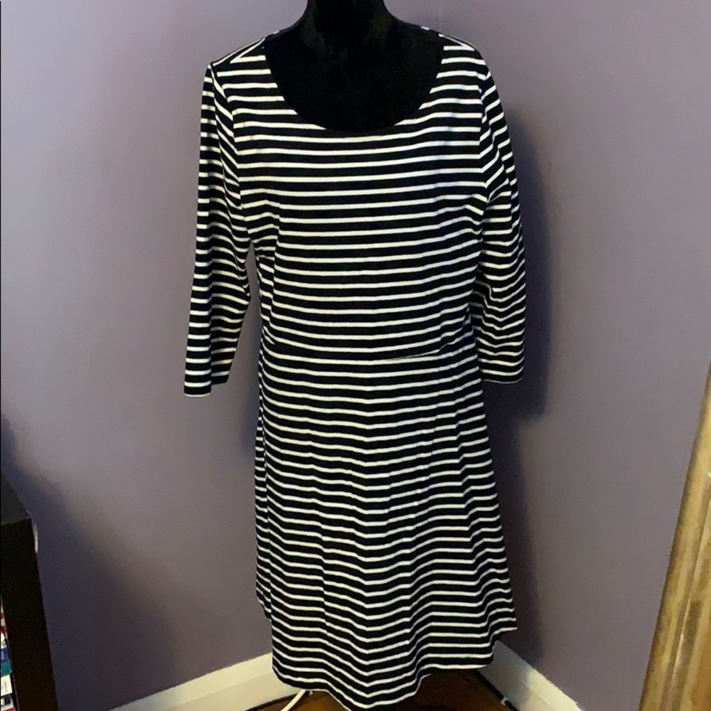 Black and white striped dress